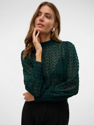 VMBECCA LS HIGH NECK LACE TOP JRS NOOS Pine Grove