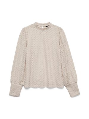 VMBECCA LS HIGH NECK LACE TOP JRS NOOS Pumice Stone