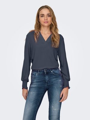 ONLMETTE V-NECK LS SMOCK TOP NOOS WVN Ombre Blue