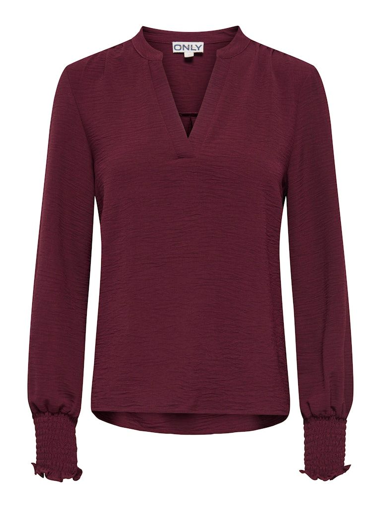 ONLMETTE V-NECK LS SMOCK TOP NOOS WVN Tawny Port