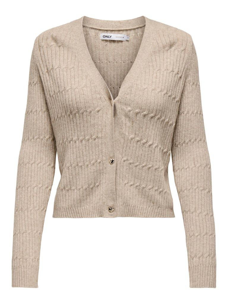 ONLKATIA LIFE LS VNECK CARDI KNT NOOS Mocha Meringue/W. Me