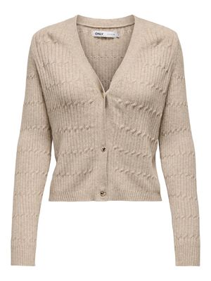 ONLKATIA LIFE LS VNECK CARDI KNT NOOS Mocha Meringue/W. Me