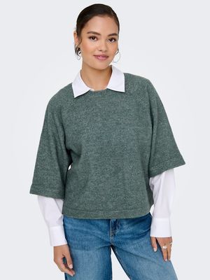 ONLSIMONI 3/4 PULLOVER KNT NOOS Balsam Green/MELANGE