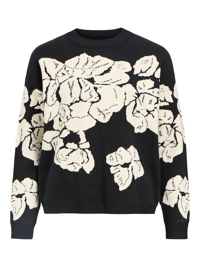 OBJRAY LO L/S KNIT PULLOVER AOP NOOS Black/Sandshell flow