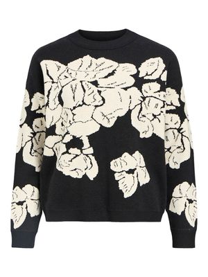 OBJRAY LO L/S KNIT PULLOVER AOP NOOS Black/Sandshell flow