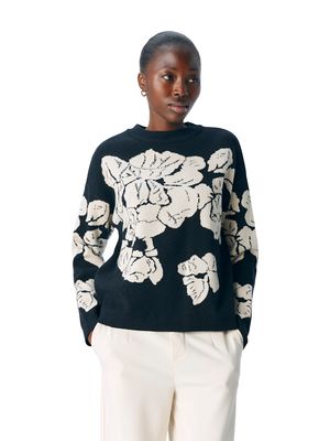 OBJRAY LO L/S KNIT PULLOVER AOP NOOS Black/Sandshell flow
