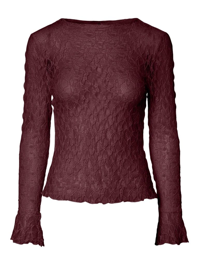 PCFLAISE LS LACE TOP JRS D2D Tawny Port