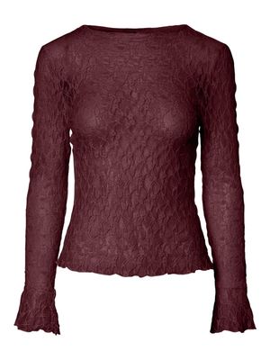 PCFLAISE LS LACE TOP JRS D2D Tawny Port