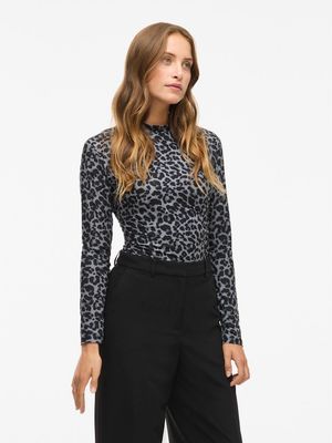 VILEOA L/S HIGH NECK TOP - NOOS Glacier Gray/LEO