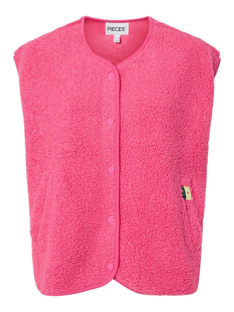 PCKATTY TEDDY VEST BC Shocking Pink