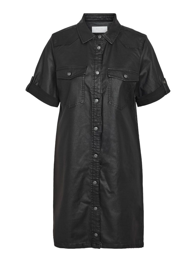 NMNEW SIGNE S/S COATED DENIM DRESS NOOS Black