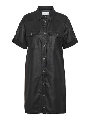 NMNEW SIGNE S/S COATED DENIM DRESS NOOS Black