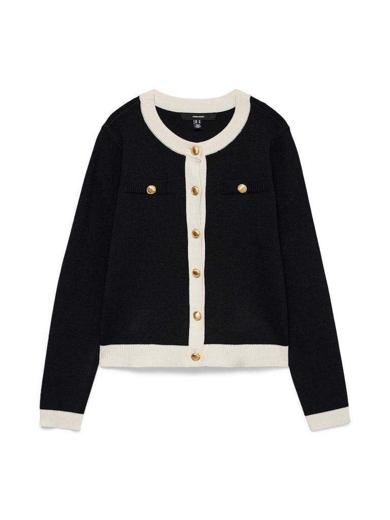 VMOLI LS O-NECK CARDIGAN Black-W. BIRCH