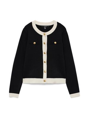 VMOLI LS O-NECK CARDIGAN Black-W. BIRCH