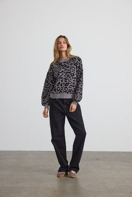NMCHARLOTT L/S O-NECK KNIT FWD NOOS Black/Charcoal Gray