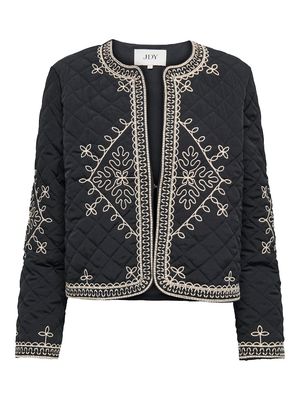 JDYBILLIE L/S QUILTED EMB SHACKET WVN Black-SANDSHELL EMBROIDERY