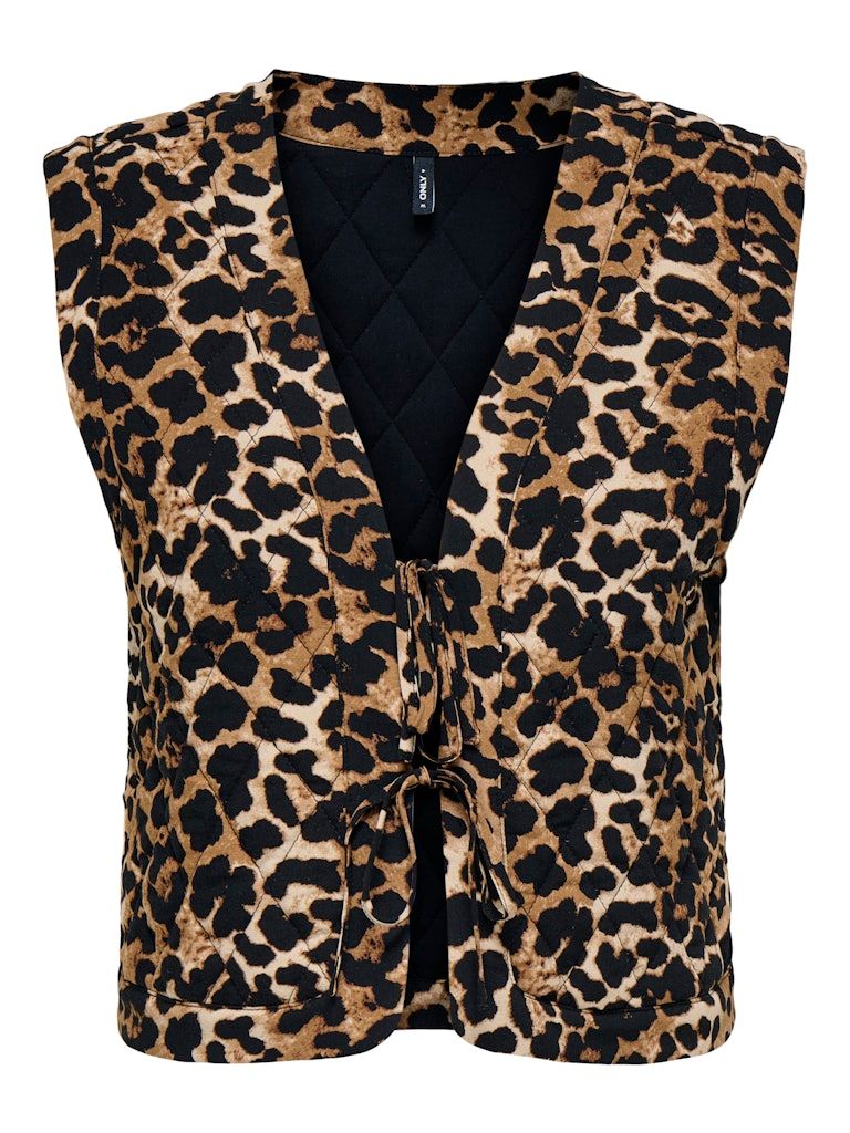 ONLNOVELLA QUILT S/L TIE VEST WVN Tigers Eye-Furoded leo