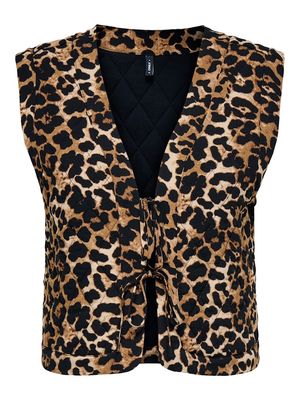ONLNOVELLA QUILT S/L TIE VEST WVN Tigers Eye-Furoded leo