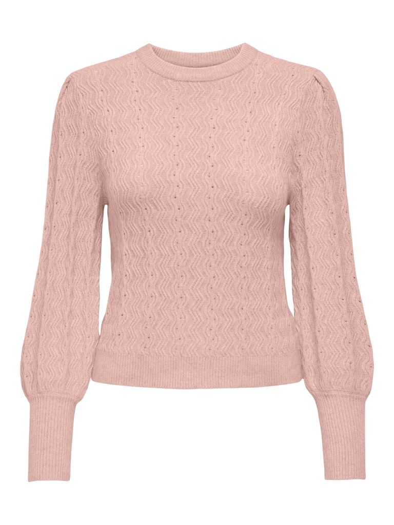 ONLKATIA LS STRUC PUFF ONECK CC KNT Rose Smoke/W. Melang