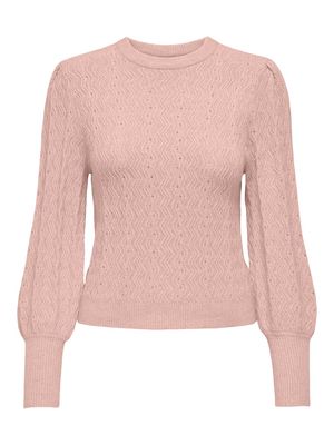 ONLKATIA LS STRUC PUFF ONECK CC KNT Rose Smoke/W. Melang