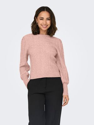 ONLKATIA LS STRUC PUFF ONECK CC KNT Rose Smoke/W. Melang