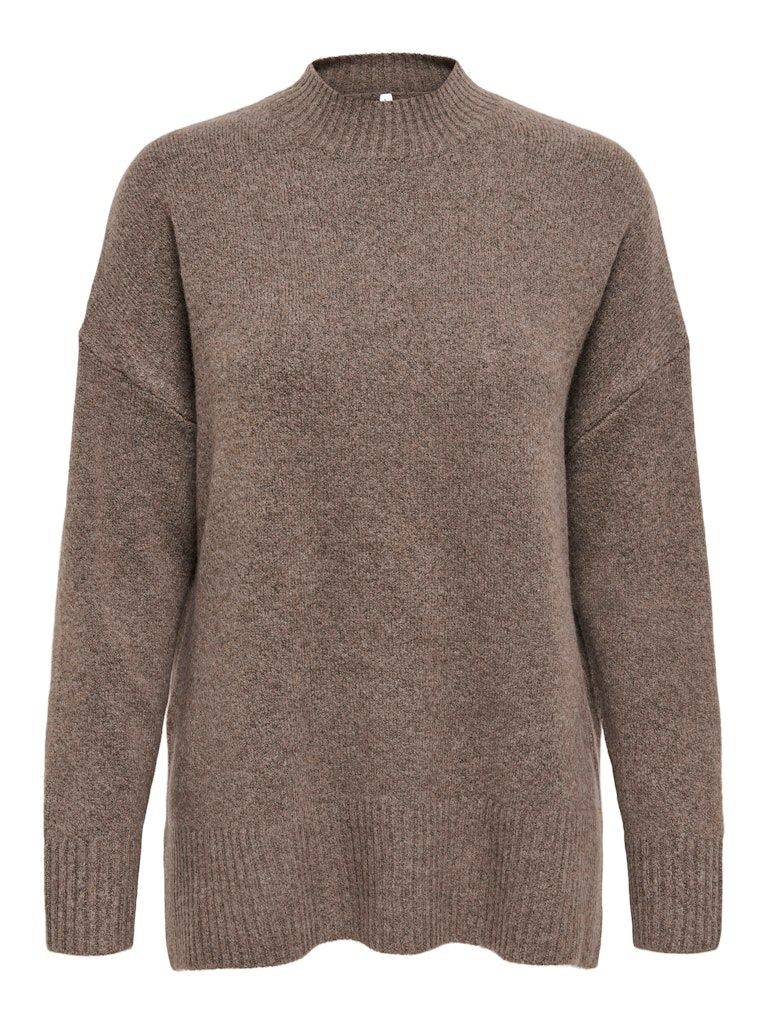 ONLHAZEL LS HIGHNECK OVERS PULL KNT NOOS Brown Lentil/Melange