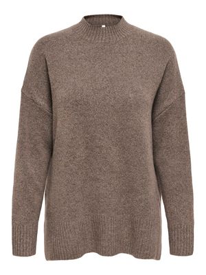 ONLHAZEL LS HIGHNECK OVERS PULL KNT NOOS Brown Lentil/Melange