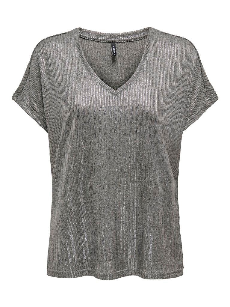 ONLMIRINDA S/S V-NECK TOP PRI JRS Dark Grey Melange-Gun metallic