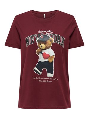 ONLLINA LIFE S/S BEAR O-NECK CS JRS Cabernet-New york teddy