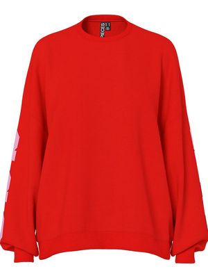 PCFANY LS O-NECK OVERSIZED SWEAT JRS Fiery Red/SANFRANSIS