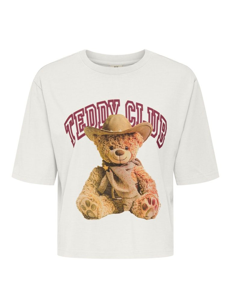 JDYCARLA S/S WASHED PRINT TOP JRS Cloud Dancer-TEDDY CLUB