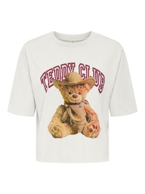 JDYCARLA S/S WASHED PRINT TOP JRS Cloud Dancer-TEDDY CLUB