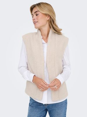 JDYBIRDY LIFE TEDDY OPEN VEST OTW NOOS Pumice Stone
