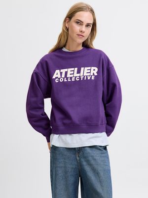 JXJACKIE LS RLX PRINT CREW SWT Petunia/ATELIER