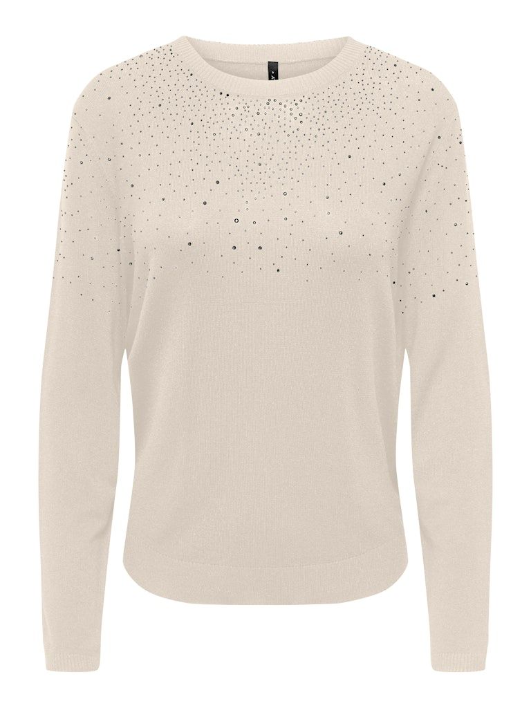 ONLANABELLA LS BLING O-NECK KNT Birch-W. Dark Silver