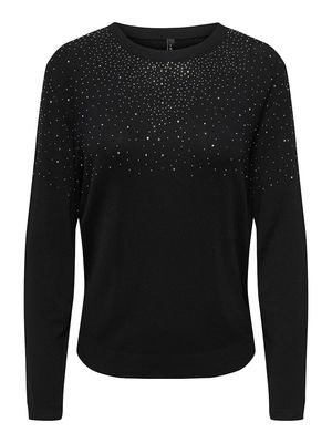 ONLANABELLA LS BLING O-NECK KNT Black-W. Dark Silver