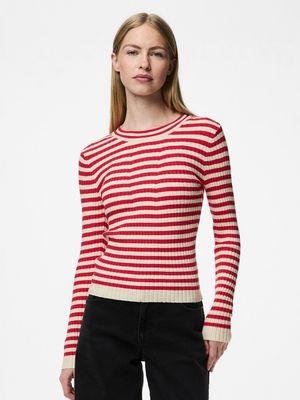 PCCRISTA LS O-NECK KNIT NOOS BC Lollipop/BIRCH