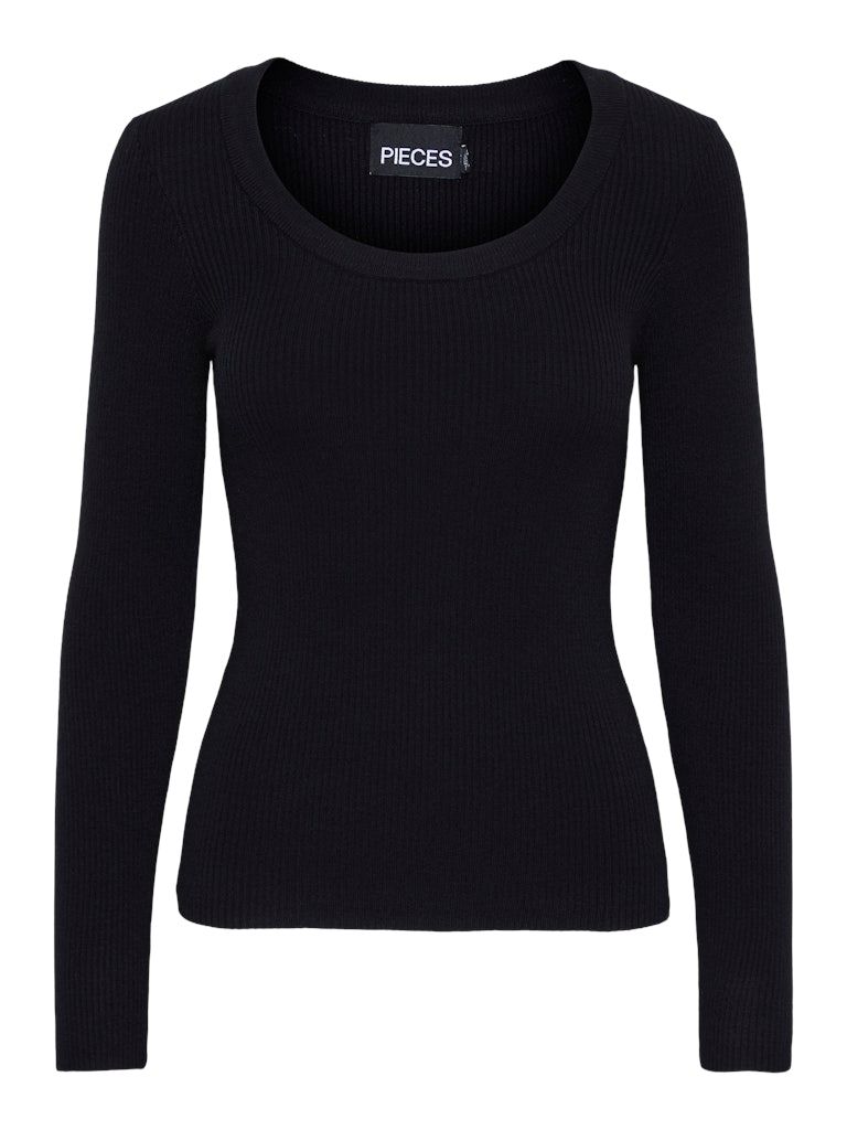 PCMIRA LS U-NECK KNIT NOOS BC Black