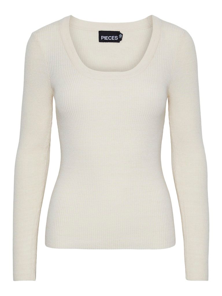 PCMIRA LS U-NECK KNIT NOOS BC Birch