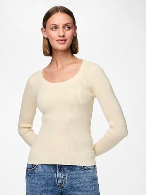 PCMIRA LS U-NECK KNIT NOOS BC Birch