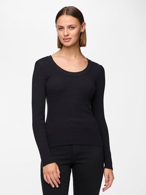 PCMIRA LS U-NECK KNIT NOOS BC Black