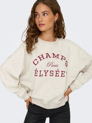 JDYMESA L/S O-NECK EMB SWEAT JRS NOOS  Oatmeal/CHAMPS CABER