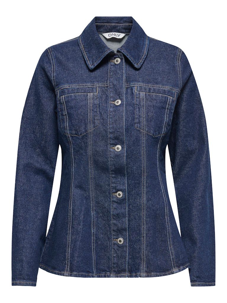 ONLELLE L/S FITTED DNM JACKET GUA Dark Blue Denim/RINS