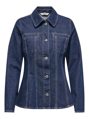 ONLELLE L/S FITTED DNM JACKET GUA Dark Blue Denim/RINS