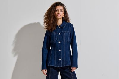 ONLELLE L/S FITTED DNM JACKET GUA Dark Blue Denim/RINS