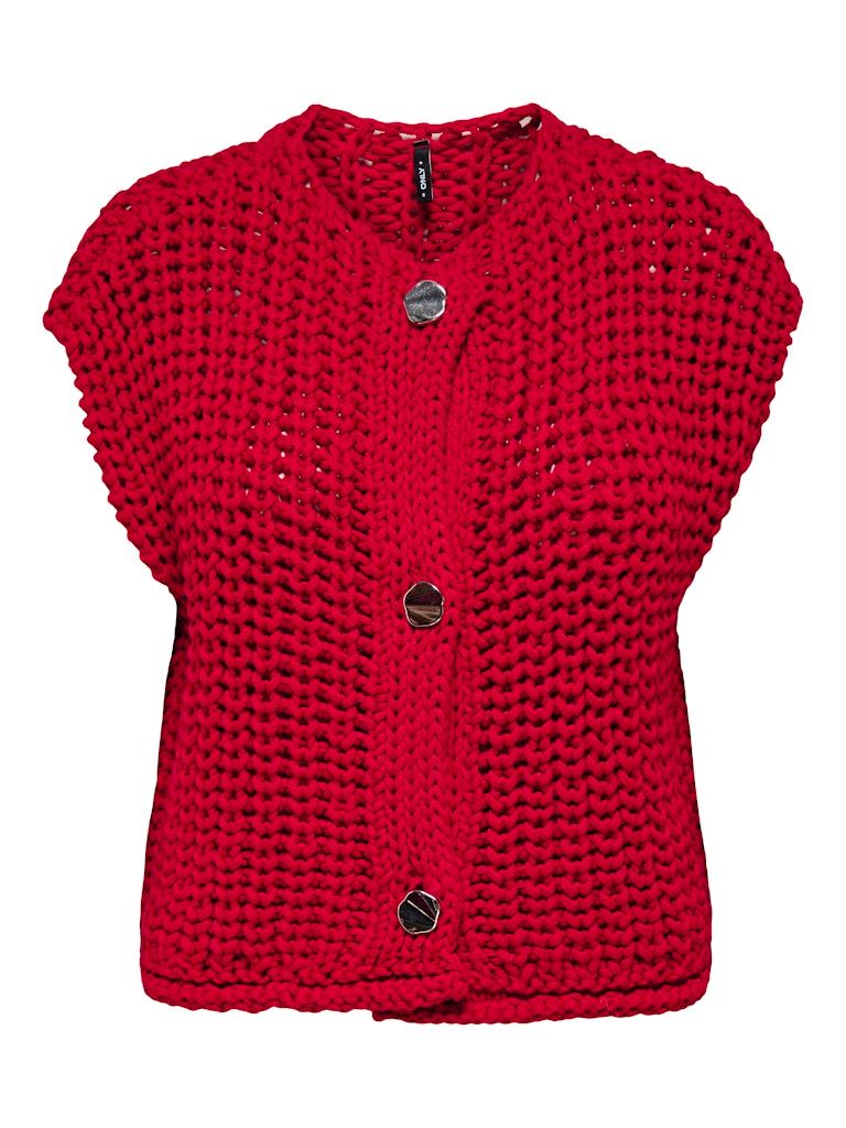 ONLCHLOE SS RIB BUTTON VEST KNT Salsa