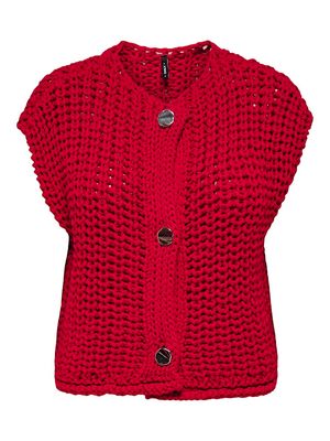 ONLCHLOE SS RIB BUTTON VEST KNT Salsa