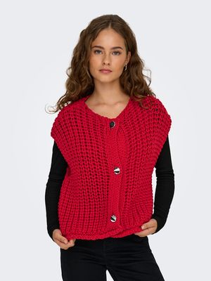 ONLCHLOE SS RIB BUTTON VEST KNT Salsa