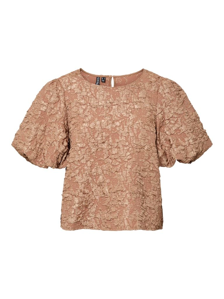 PCGRETCHEN SS O-NECK TOP WVN D2D PP Tawny Brown
