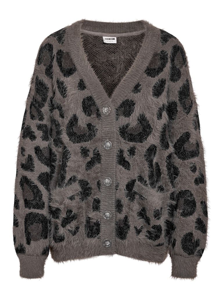 NMFLYNN L/S V-NECK KNIT CARDIGAN NOOS Charcoal Gray-LEO
